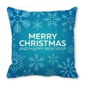 Blue gradient Christmas pillow cover with snowflakes and festive holiday greetings - Gradient Blue Snowflake Christmas New Year Style (4882101206972)