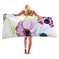 Mikrofaser-Strandtuch mit Aquarell-Blumenmustern und violetten Anemonen-Blüten - Lila Anemonen Stil (7) / 150x75cm
