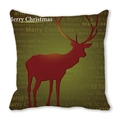 Housse de coussin de Noël avec silhouette de renne rouge et texte festif Merry Christmas - Renne Rouge Fond Vert (36) / 45x45cm