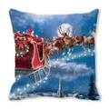 Federa natalizia con Babbo Natale e slitta di renne in morbido tessuto pelle di pesca - Città Europea Slitta di Babbo Natale (Stile 25) / 45x45cm