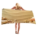 Telo mare spesso in microfibra con stampa sabbia con conchiglie e stelle marine - Conchiglie Da Spiaggia Realistiche