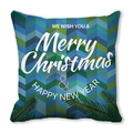 Christmas cushion cover with blue-green geometric pattern and festive print decoration - Blue-Green Geometric Christmas New Year Style (4882101206973)