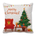 Weihnachtsbaum und roter Sessel Muster quadratischer Kissenbezug mit Frohe Weihnachten Text - Weihnachtsroter Stuhl und Geschenk Stil (8)