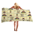 Thick nautical beach towel with cartoon ship and lighthouse patterns in grid layout - Nautical Discovery Lighthouse (9)