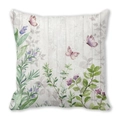 Floral pillowcase with butterfly print and white wood grain peach skin texture - Purple Butterfly Green Leaves White Wood Grain
