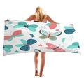 Microfiber beach towel with colorful butterfly patterns and thick texture in white - Blue Pink Butterflies (11) / 150x75cm