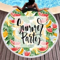 Serviette de plage ronde à franges avec motifs fruits tropicaux et texte Summer Party - Motif Fruit Fête d'Été (12)