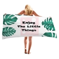 Tropical monstera leaf beach towel with pink accent and Enjoy The Little Things text - 150x75cm / Enjoy The Little Things Print (8)