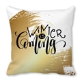 Peach skin cushion cover with Winter is Coming print and gold abstract stars moon design - Golden Brush Winter is Coming Style (4882101206976)