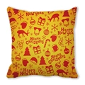 Yellow Christmas pillowcase featuring red reindeer and snowflake festive holiday patterns - Yellow Red Pattern Style (29)