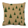 Christmas tree pattern pillow cover with white dots on brown peach skin fabric - Brown Evergreen Style (31)