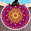 Rundes Mandala-Strandtuch mit weißen Fransen und lebhaften rot-orangen Boho-Mustern - Mandala Geometrisches Muster 5 (4710202293330)
