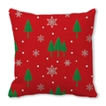 Weihnachtskissenbezug mit roter Basis, grünen Bäumen und weißen Schneeflocken - 45x45 cm / Rot Grüne Immergrüne Baum Schneeflocke (30)