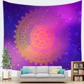 Starry sky mandala tapestry with golden geometric patterns on a colorful galaxy wall hanging - 150x100(Peach Skin) / Purple Mandala Starry Sky Style 2