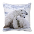 Artistic oil painting of polar bears on a square plush cushion cover for home decor - 18x18 Inch / Mother and Child Polar Bear (Style 14)
