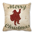 Detail of Christmas pillow cover featuring retro Santa Claus silhouette and Merry Christmas text - Standard Square (45*45cm) / Red Santa Claus Retro Style (11)