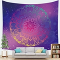 Bohemian colorful mandala tapestry with starry galaxy background in a living room - 150x100(Peach Skin) / Dreamy Mandala Starry Sky Style 6