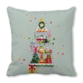 Housse de coussin de Noël en peau de pêche avec décor festif de gâteaux et de cadeaux - Modèle de Présentoir Alimentaire Festif Cyan Clair (28) / 45x45cm