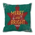 Detail of Merry and Bright Christmas pillow cover with star design and snowflake pattern - Standard Square (45*45cm) / Red Star Dark Green Snowflake Style (6)
