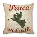 Close-up of vintage texture on Christmas peach skin pillowcase with Peace on Earth print - Standard Square (45*45cm) / Green Angel Beige Retro Style (8)