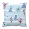 Detailansicht des Blumen-Vogel-Drucks auf Leinenkissenbezug mit hochwertiger Naht - Winter Lila Baum Stil (10)