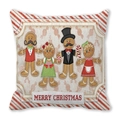 Detail of gingerbread family print on festive Merry Christmas square cushion cover - Standard Square (45*45cm) / Gingerbread Man Family Collection Style (32)