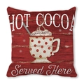 Christmas cushion cover with hot cocoa design and red wood texture background - Standard Square (45*45cm) / Hot Cocoa Cup Red Wood Grain Style (24)