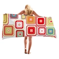70s retro geometric pattern beach towel with red and orange pop art colors for vacation - Retro Red Orange Green Squares (12)