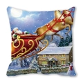 Fodera per cuscino quadrata in velluto pelle di pesca con Babbo Natale e renne - 45*45cm / Stile Babbo Natale Renna Casa (36)