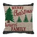 Detail of Christmas peach skin pillowcase with green trees and festive lettering - Standard Square (45*45cm) / Green Christmas Tree Family Style (40)