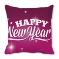 Housse de coussin violette dégradée Happy New Year avec étoiles en peau de pêche douce - Modèle de Vœux du Nouvel An avec Lumière Étoilée et Dégradé Pourpre Rouge (30) / 45x45cm