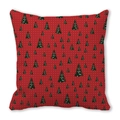 Red Christmas pillowcase with festive tree and snowflake patterns on soft peach skin fabric - Deep Red Snowflake Tree Style (35)