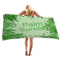 Thick tropical palm leaf beach towel in light green with Palm Sunday printed design - 150x75cm / Pale Green Palm Sunday Print (12)