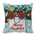 Christmas cushion cover in light blue with festive gift bag print and Merry Christmas text - Light Blue Festive Decor Bag (11)
