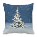 Weihnachtsbaum-Print auf dunkelblauem Pfirsichhaut-Kissenbezug mit Schneenacht - Sternennacht Weihnachtsbaum Stil (14)