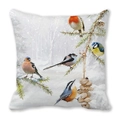 Detailed winter scene pillowcase featuring hand-painted birds on snow-covered branches - Multiple Tits and Snowy Pine Branch Style (31)