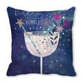 Starry sky pillow cover with birthday bubbles cocktail print on soft peach skin fabric - Dark Blue Birthday Bubbles Illustration Style (4882101206986)