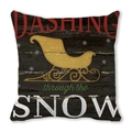Christmas pillowcase with gold sleigh and snow lyrics on vintage wood grain texture - Standard Square (45*45cm) / Gold Sleigh Dark Brown Wood Grain Style (23)