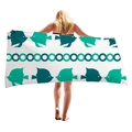 Extra dickes weißes Strandtuch mit grünen tropischen Fischen und gestreiftem Ringdekor - 150x75cm / Tropenfisch Stil (10)
