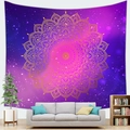 Mandala-Wandteppich mit goldener Grafik und Sternengalaxien-Verlauf Dekor - Rosa Galaxie Mandala (3)