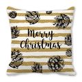 Square peach skin cushion cover with gold stripes and Merry Christmas pinecone print - Gold Stripe Polka Dot Pine Cone (13)