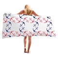 Thick beach towel featuring red and blue nautical anchor patterns for holiday use - Red And Blue Anchor Pattern / 150x75cm
