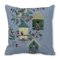 Quadratischer Kissenbezug mit weihnachtlichem Vogelhaus-Motiv und roten Beeren - Vogelhaus und Vögel Stil (17)