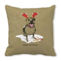Detailansicht der Hunde-Illustration mit Geweih und Yappy Christmas Text auf Kissenbezug - Weihnachtsgeweih Hund (1)