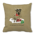 Housse de coussin de Noël avec motif chiot et flocons sur tissu doux en peau de pêche - 45x45cm / Chien avec Boîte Cadeau (7)