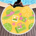 Asciugamano da spiaggia rotondo giallo con stampe estive e bordi con nappe - Tema Outdoor Giallo Brillante