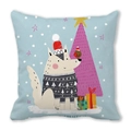 Détail de l'imprimé chien de Noël sur une taie d'oreiller carrée en peau de pêche - 45x45cm / Chien de Style Nordique (39)