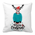 Détail de la housse de coussin de Noël avec renne et texte Merry Christmas - 45x45cm / Illustration d'Élan au Bonnet Rouge (26)