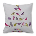 Christmas cushion with colorful birds tree pattern and Merry Christmas text on polka dots - Colorful Birds Arranged Tree (14)