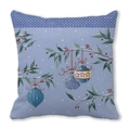 Blauer Weihnachts-Kissenbezug mit Karomuster und handgemaltem Winterbeeren-Motiv - Weihnachtskugeln Schmuck Stil (18)